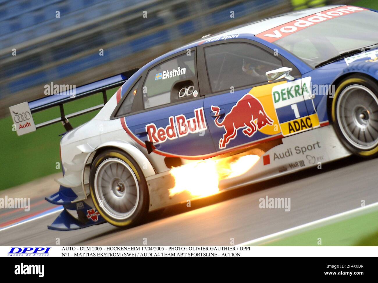 AUTO - DTM 2005 - HOCKENHEIM 17/04/2005 - PHOTO : OLIVIER GAUTHIER / DPPI N1 - MATTIAS EKSTROM (SWE) / AUDI A4 ÉQUIPE ABT SPORTSLINE - ACTION ÉTINCELLE FEU Banque D'Images