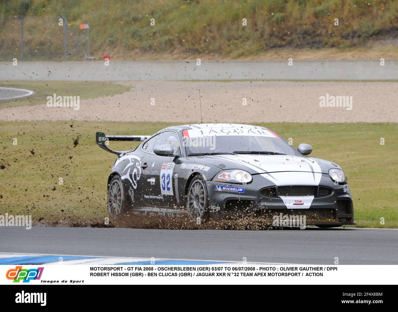 MOTORSPORT - GT FIA 2008 - OSCHERSLEBEN (GER) 03/07 AU 06/07/2008 - PHOTO : OLIVIER GAUTHIER / DPPI ROBERT HISSOM (GBR) - BEN CLUCAS (GBR) / JAGUAR XKR N°32 ÉQUIPE APEX MOTORSPORT / ACTION Banque D'Images