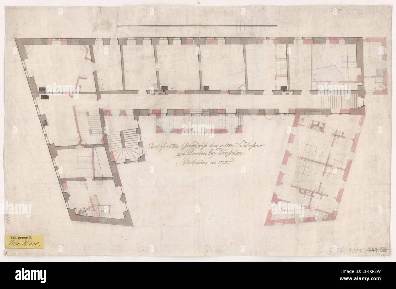 Borthen, ancien château. Design de conversion, plan de l'étage supérieur Banque D'Images