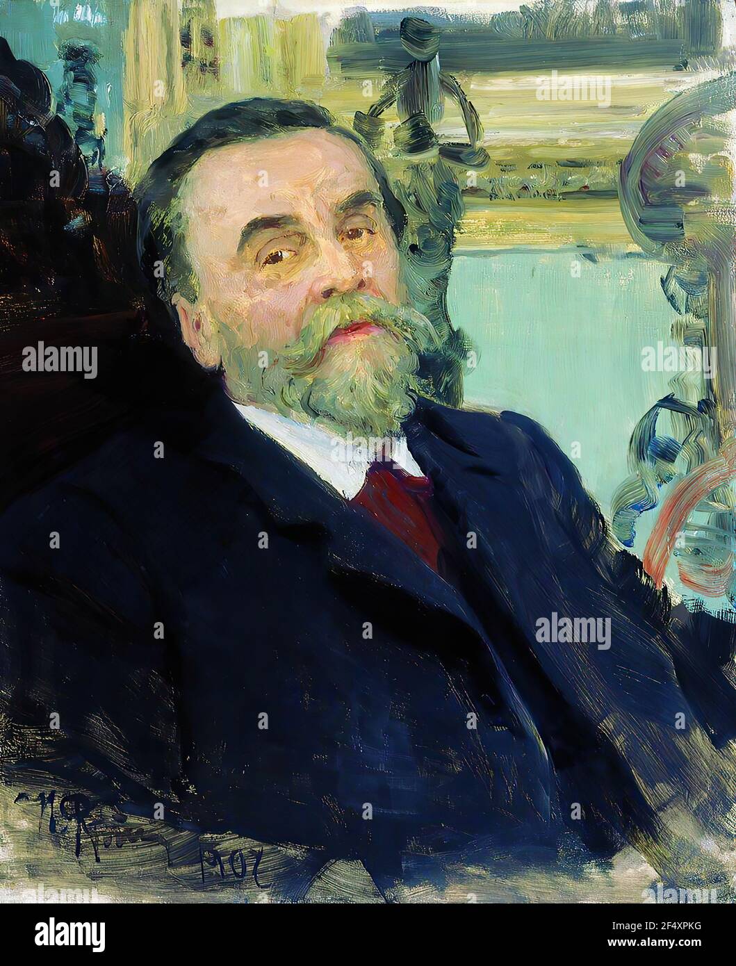 Ilya Repin - Portrait Ivan Zvetkov 1907 Banque D'Images