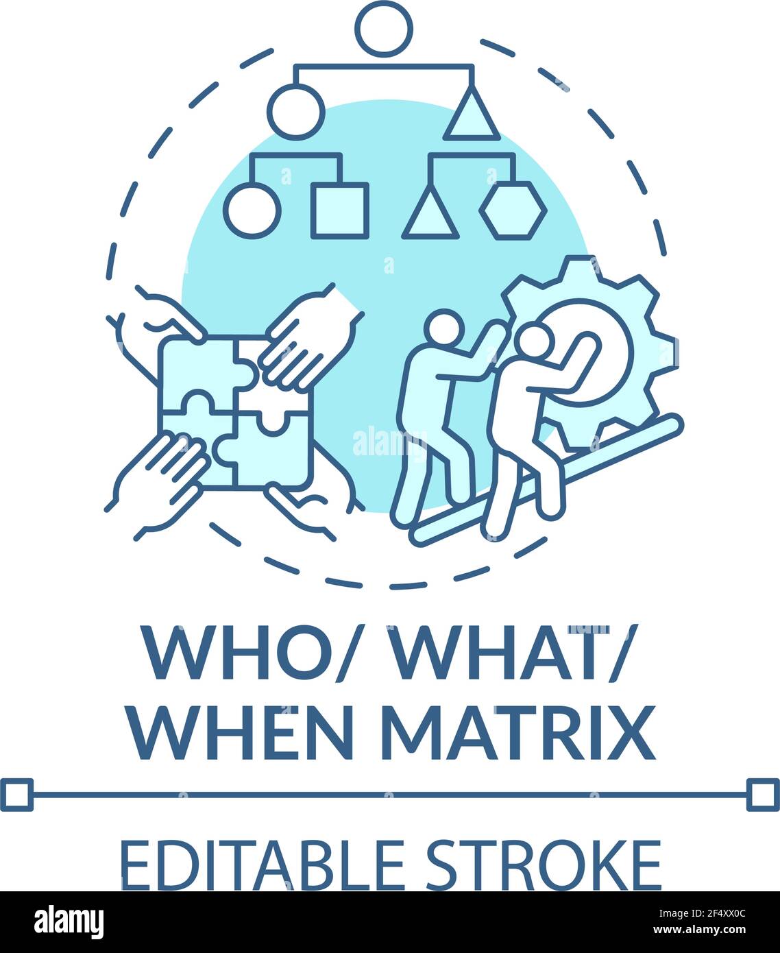 Qui, quoi, quand matrice bleu icône de concept Illustration de Vecteur
