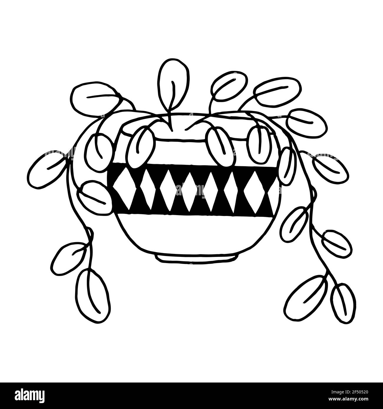 Plantes de maison dans une illustration vecteur de pot isolé Banque D'Images