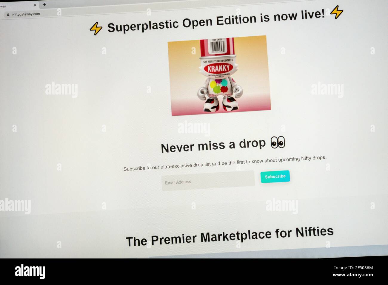 Nifty Gateway est un site Web de marché d'art numérique traitant dans jetons non fongibles Banque D'Images