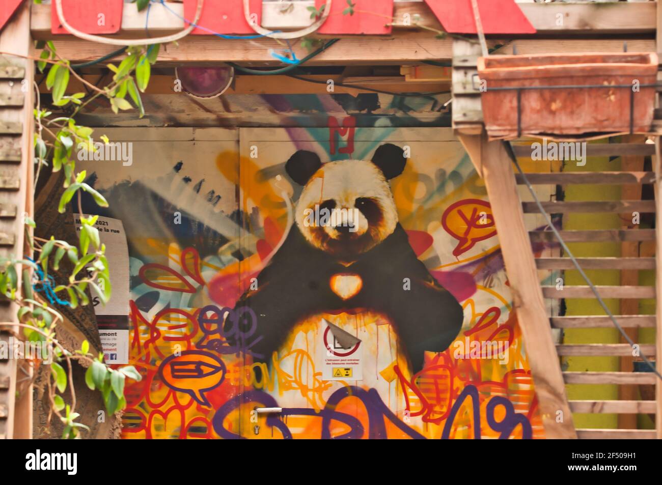Art de rue avec graffiti Panda Banque D'Images