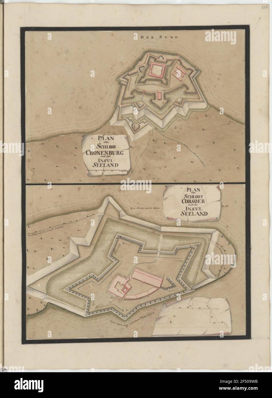 Plan du château de Cronenburg à l'Insul Zealand Banque D'Images