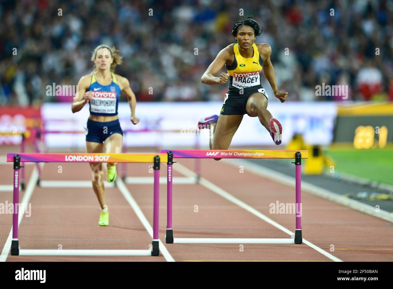 Ristananna Tracey (Jamaïque). 400 mètres haies femmes. Championnats du monde d'athlétisme de l'IAAF, Londres 2017 Banque D'Images