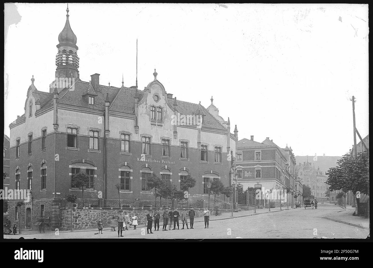 Olbernhau. Bureau de poste et chemin de gare Banque D'Images