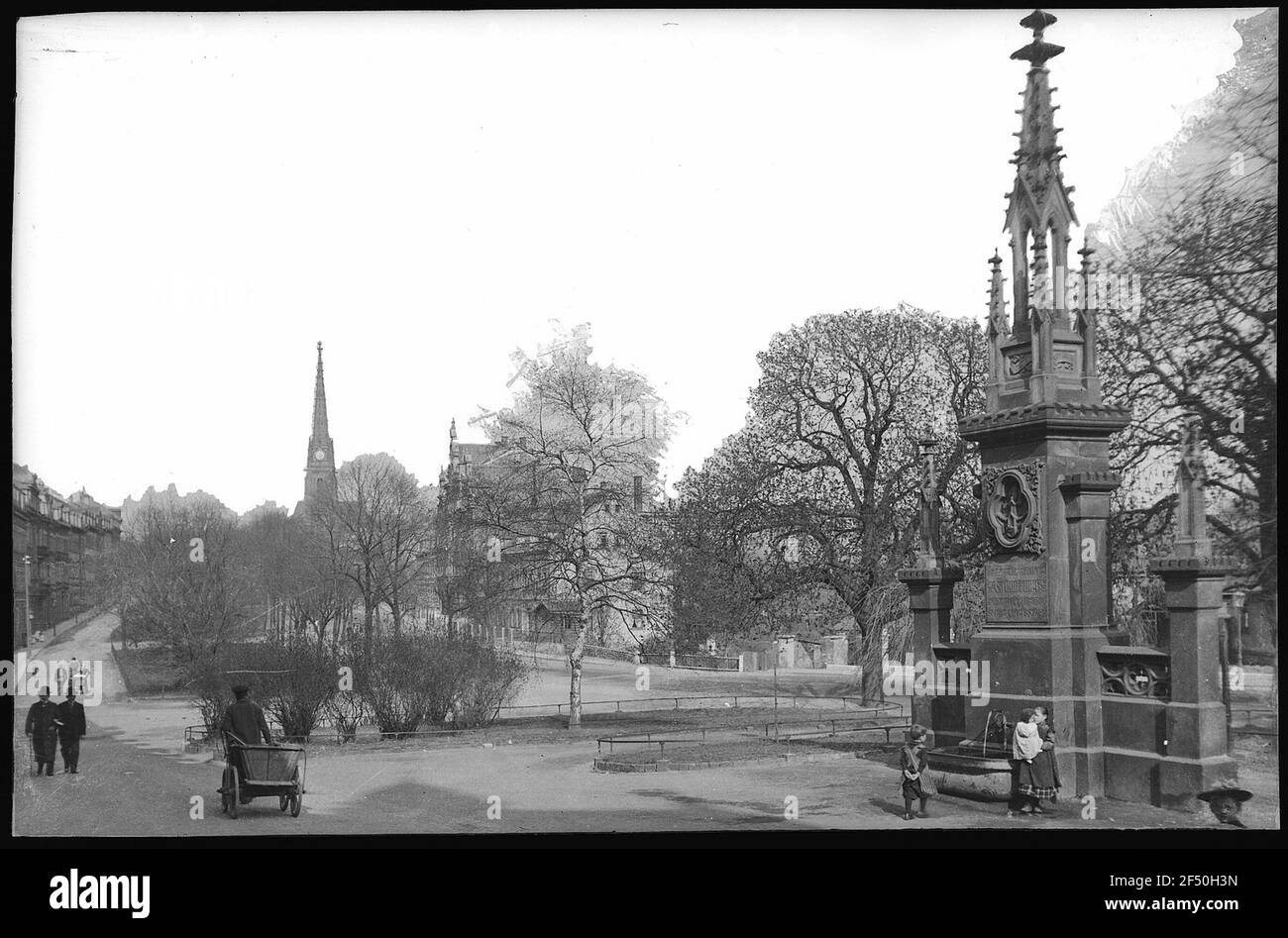 Freiberg. Hornstraße avec fontaine Banque D'Images