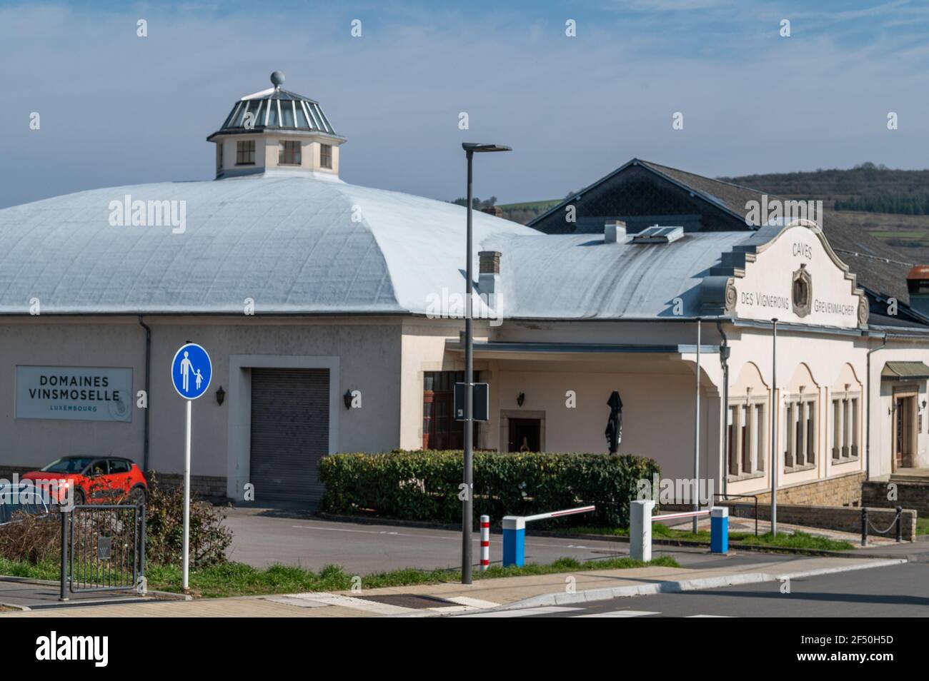 Architecture viticole dans la vallée de la Moselle, Vinsmoselle, Grevenmacher, Luxembourg Banque D'Images