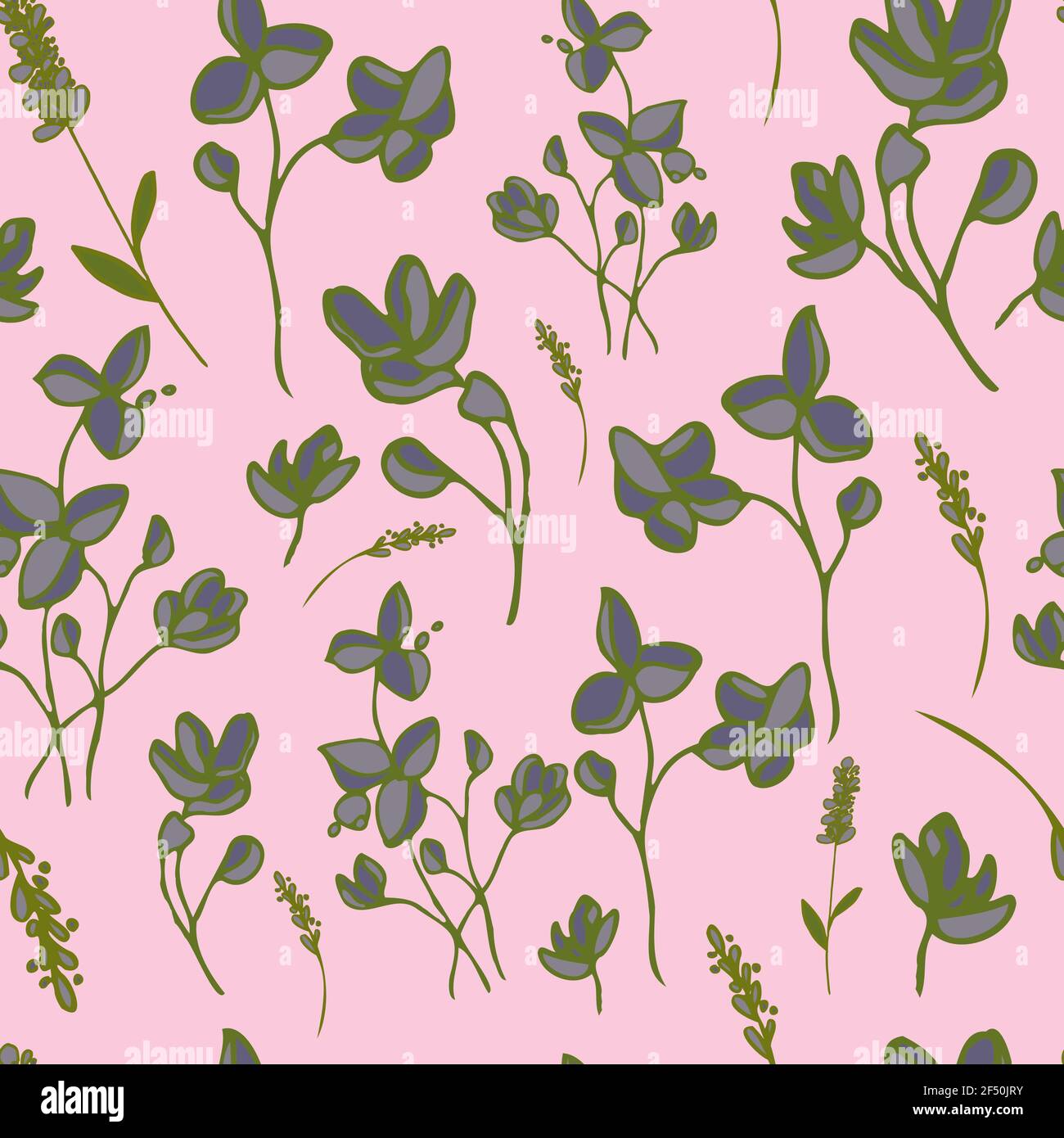 motif vectoriel sans couture petites fleurs et branches Banque D'Images