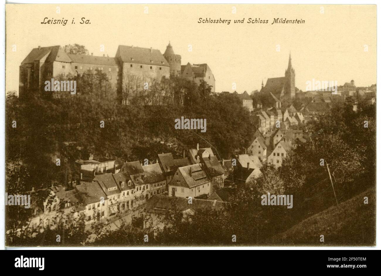 Schloßberg et Mildenstein Leisnig fermé. Schlossberg et le château de Mildenstein Banque D'Images