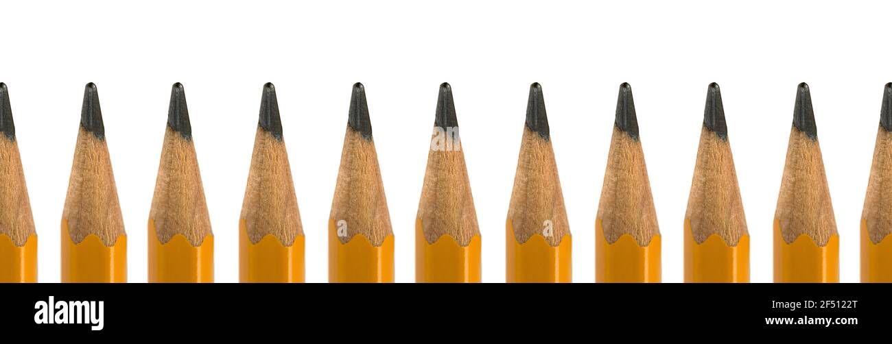 Crayons isolés large bannière, fond blanc, macro photo Banque D'Images