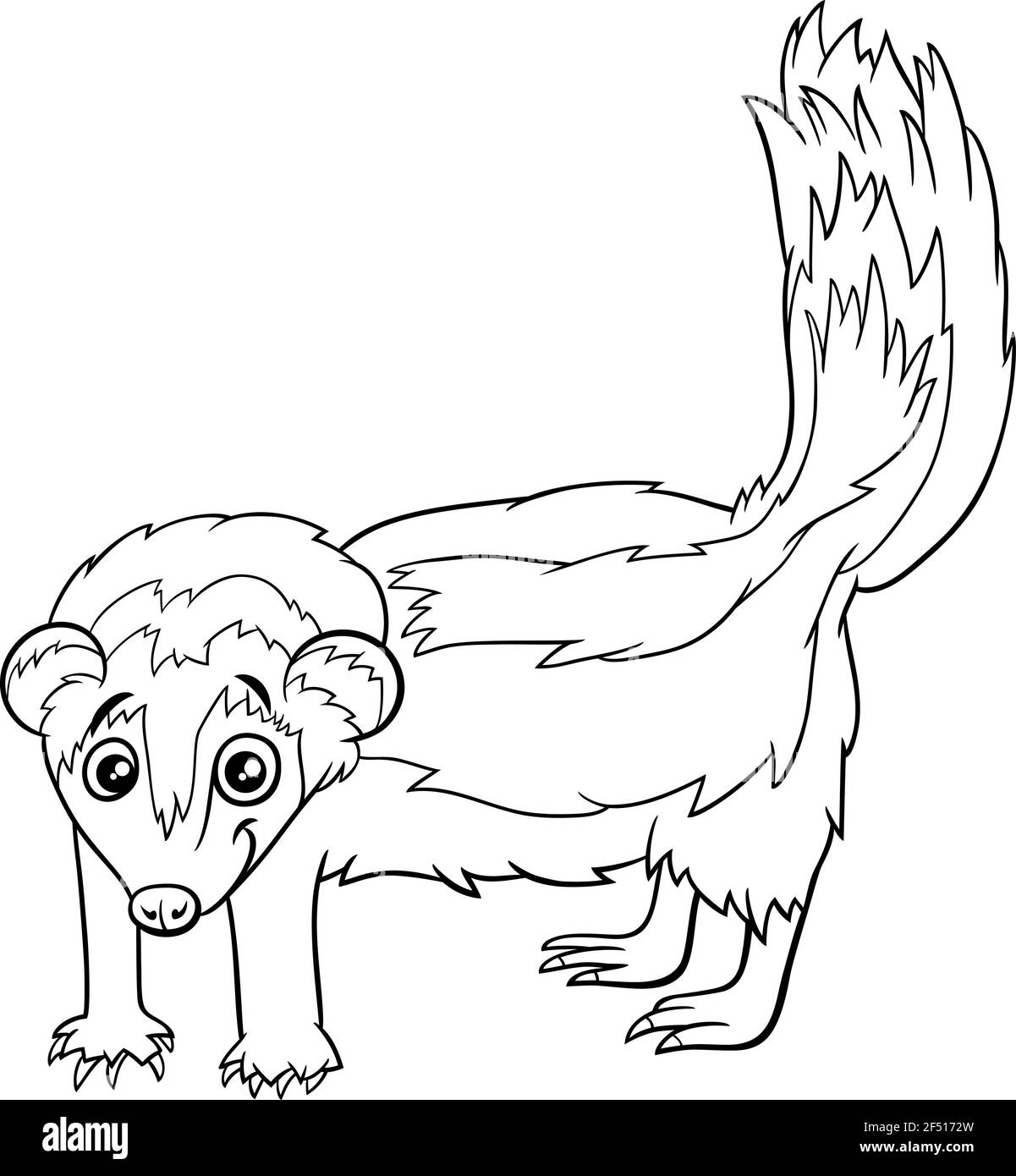 Dessin animé noir et blanc de zorilla ou de polecat rayé page de livre de coloriage de personnage d'animal de bande dessinée Illustration de Vecteur