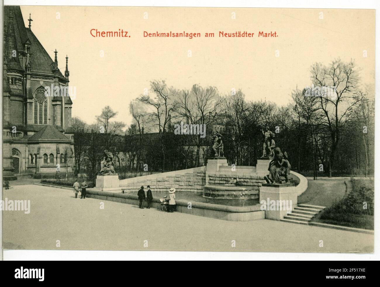 Monument au marché de Neustädter Chemnitz. Monument au marché de Neustädter Banque D'Images