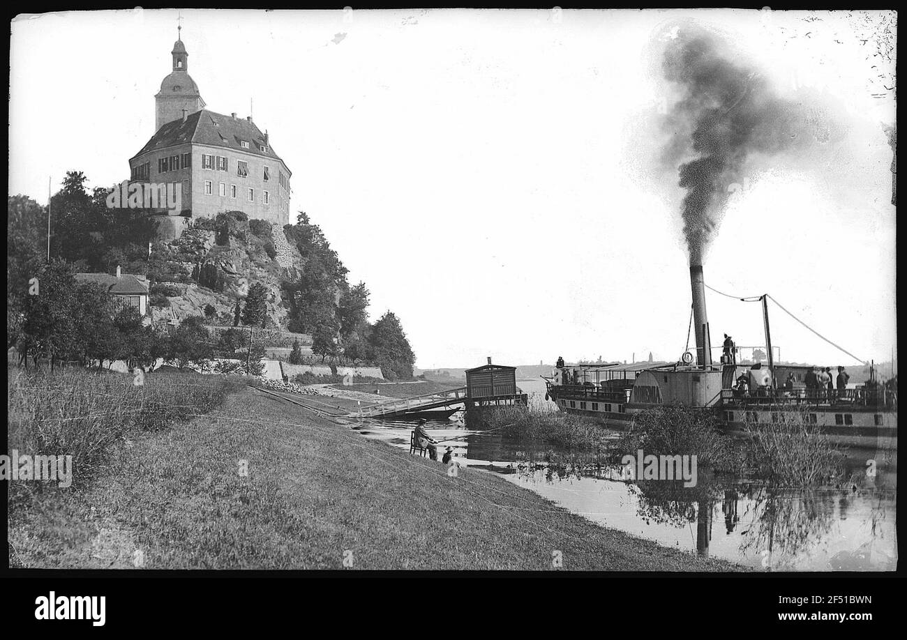 Hirschstein. Schloss, Elbdampfer Banque D'Images