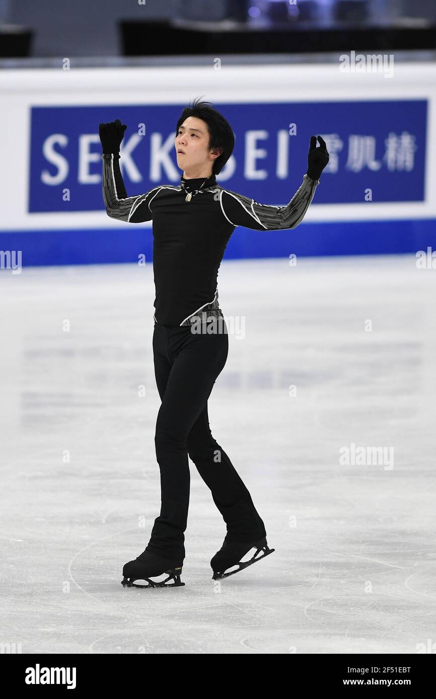 Yuzuru HANYU Japon, pendant la pratique masculine aux Championnats du monde de patinage artistique 2021 de l'UIP au Globe Ericsson, le 23 mars 2021 à Stockholm, Suède. (Photo de Raniero Corbelletti/AFLO) Banque D'Images
