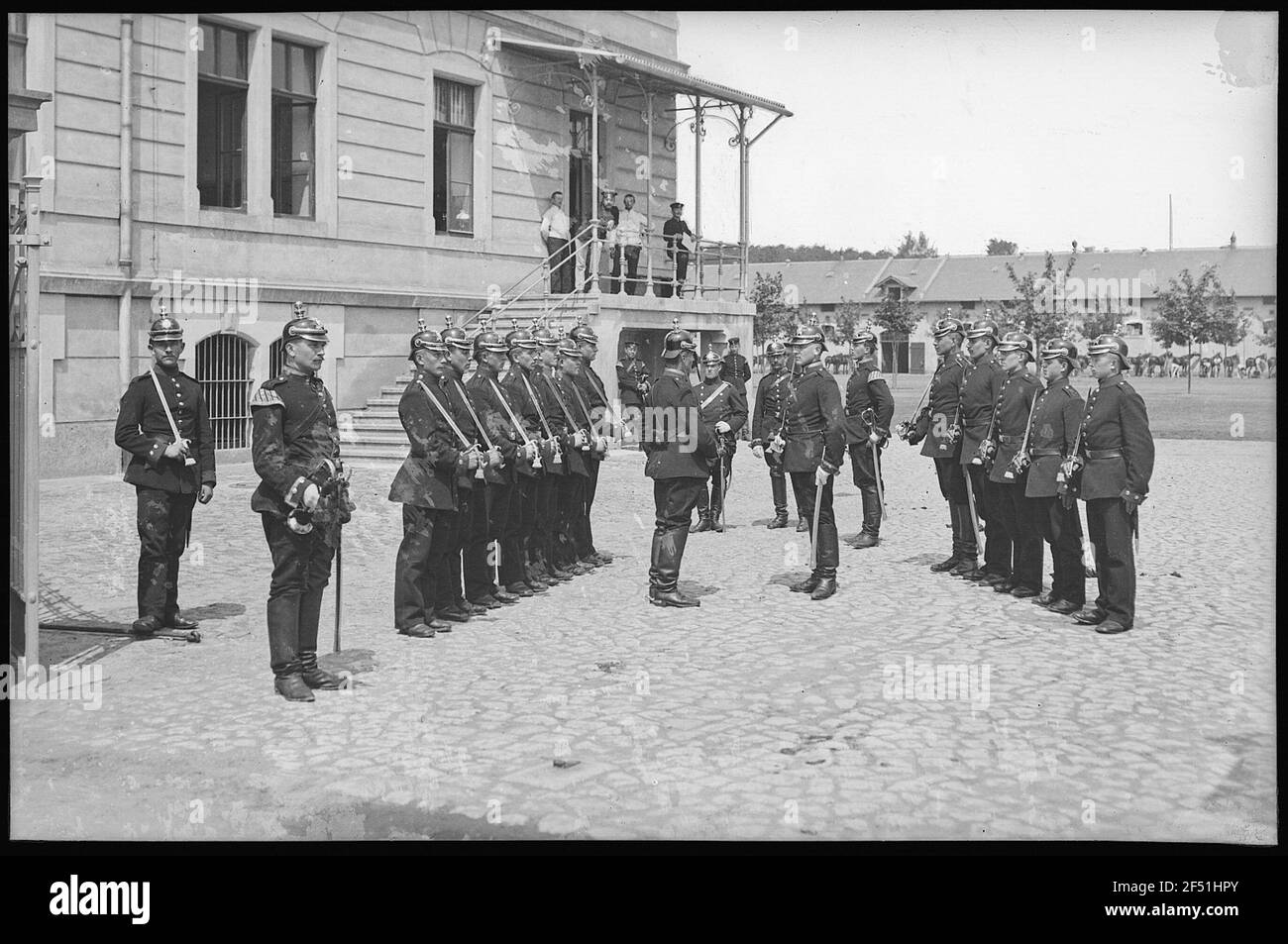 Dresde. Caserne du Royal Saxon 4e Régiment d'artillerie de campagne n° 48, levée de montre Banque D'Images