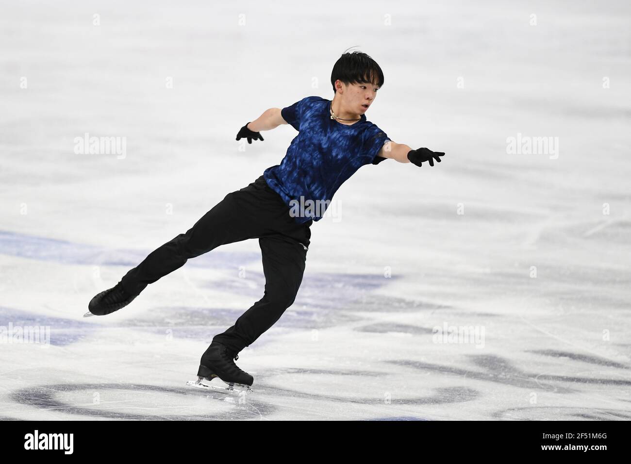 Yuma KAGIYAMA Japon, pendant la pratique masculine aux Championnats du monde de patinage artistique 2021 de l'UIP au Globe Ericsson, le 23 mars 2021 à Stockholm, Suède. (Photo de Raniero Corbelletti/AFLO) Banque D'Images