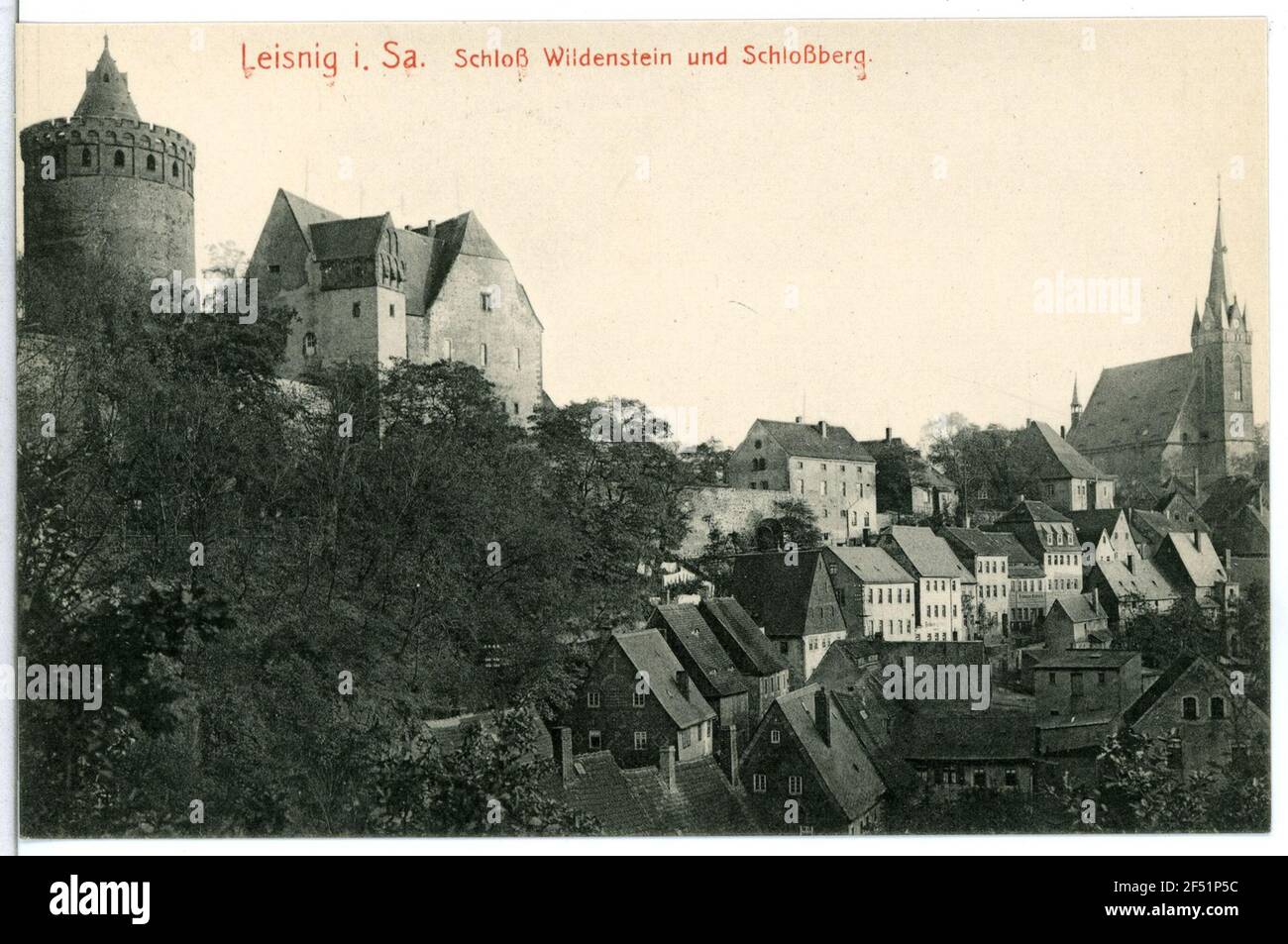 Fermeture de Mildenstein et Schloßberg Leisnig. Schloss Wildenstein et Schlossberg Banque D'Images