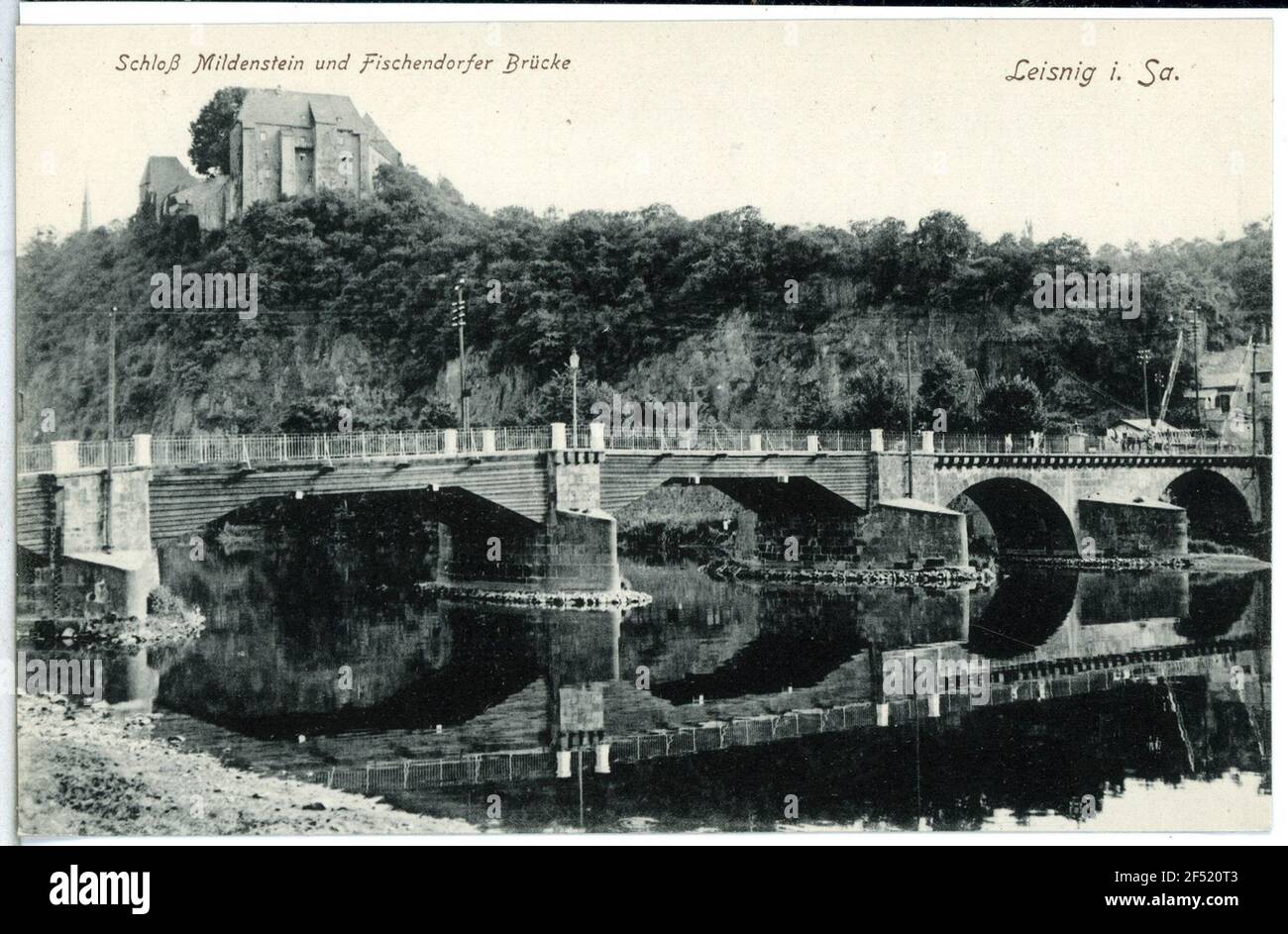 Fermeture de Mildenstein et du pont Fishendorfer Leisnig. Château de Mildenstein et pont Fishendorfer Banque D'Images