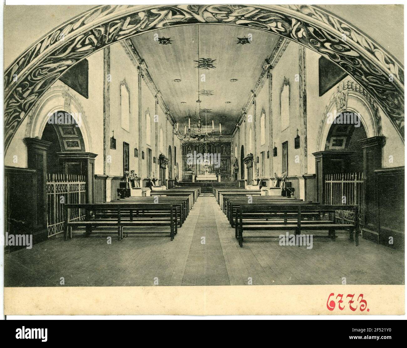 Carte postale de la mission de Santa Barbara Banque D'Images