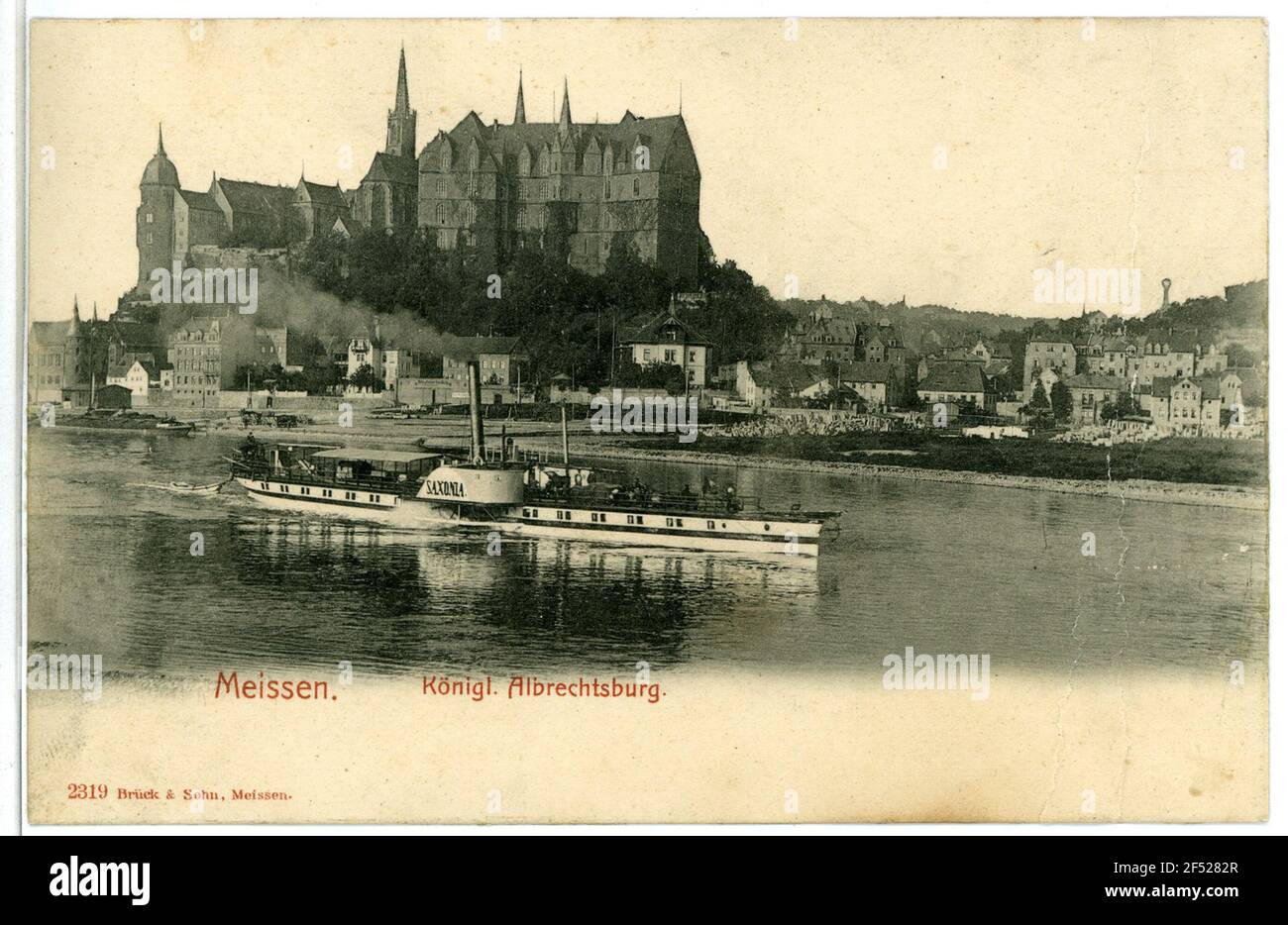 Albrechtsburg, Elbe et le vapeur Saxonia Meissen. Albrechtsburg, Elbe et le vapeur Saxonia Banque D'Images