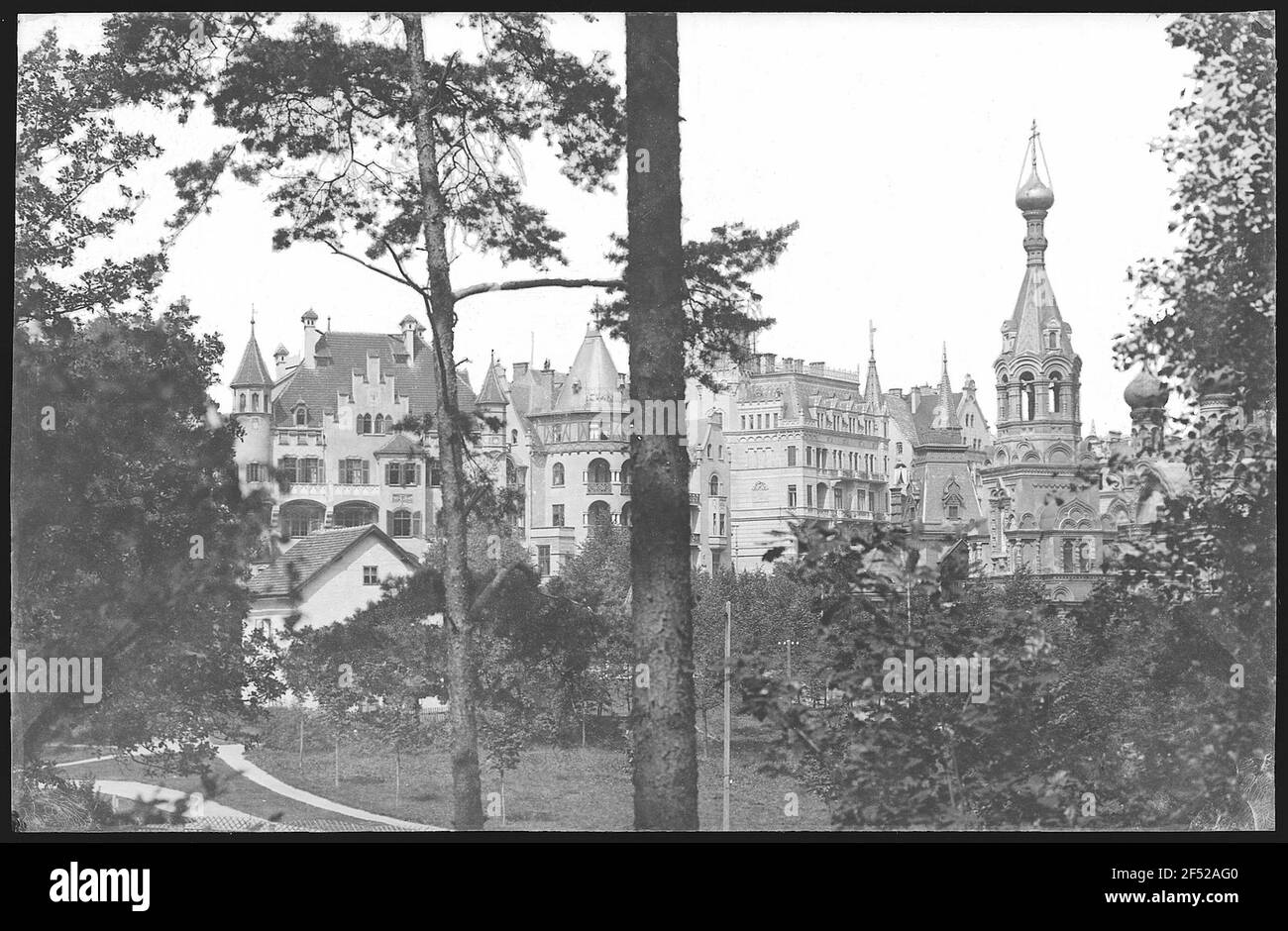 Carlsbad. Westend avec Villa Ritter, evangel. Hospice et église russe Banque D'Images