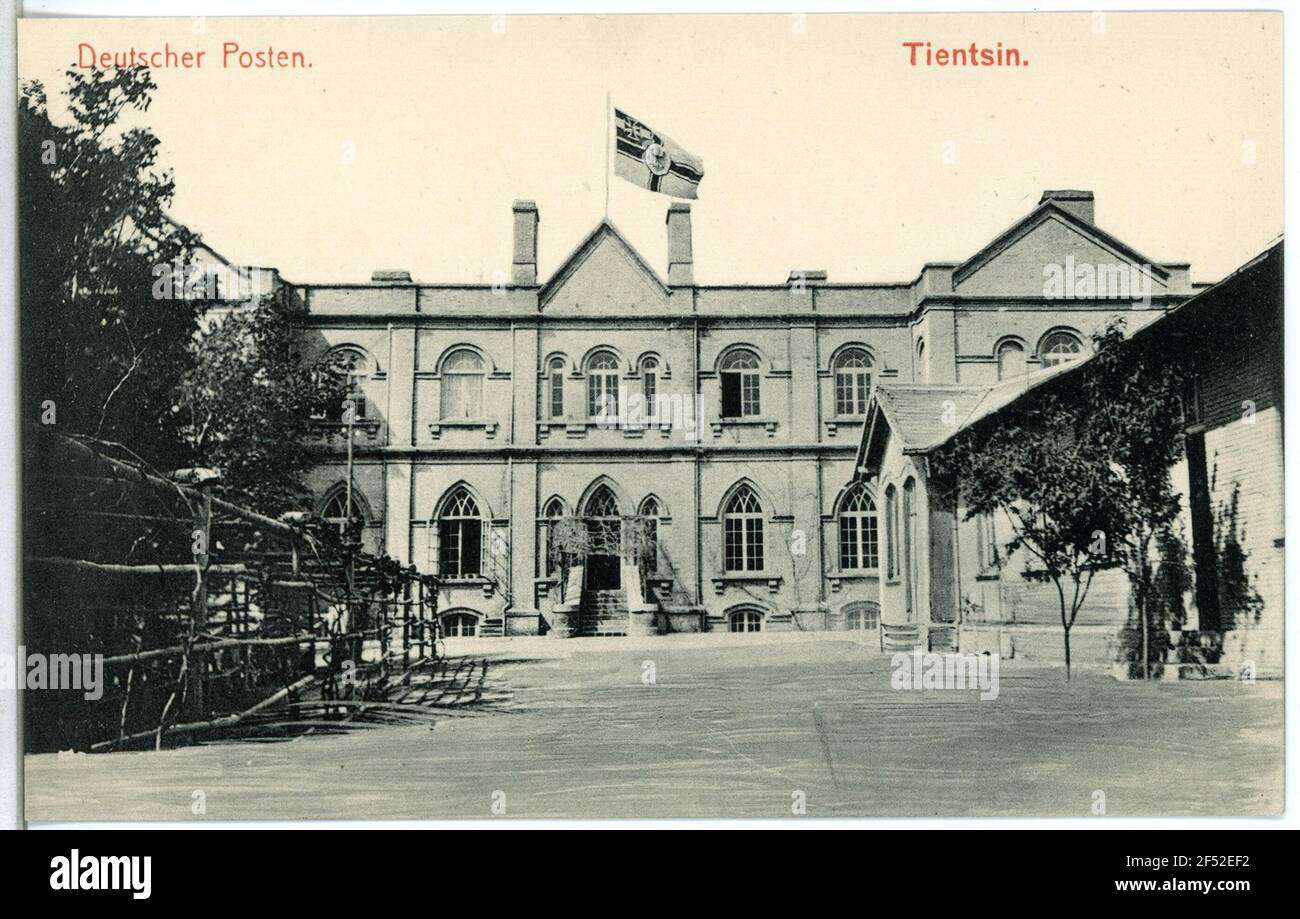 Allemand post Tentiesin. Poste allemand Banque D'Images