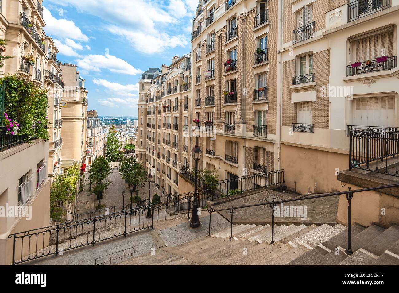Les escaliers de la rue Foyatier à montmartre, paris, france Banque D'Images