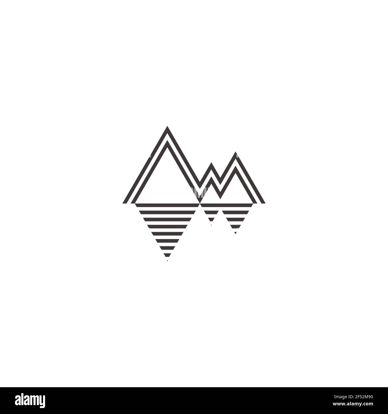ligne géométrique simple montagne mer silhouette logo vecteur Illustration de Vecteur