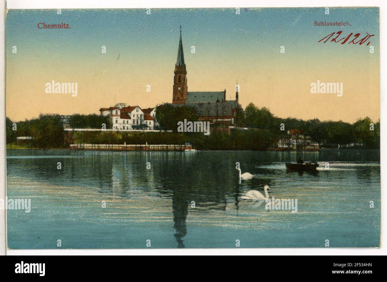 Bassin du château, Schloßkirche Chemnitz. Étang de verrouillage, Schlossskirche Banque D'Images