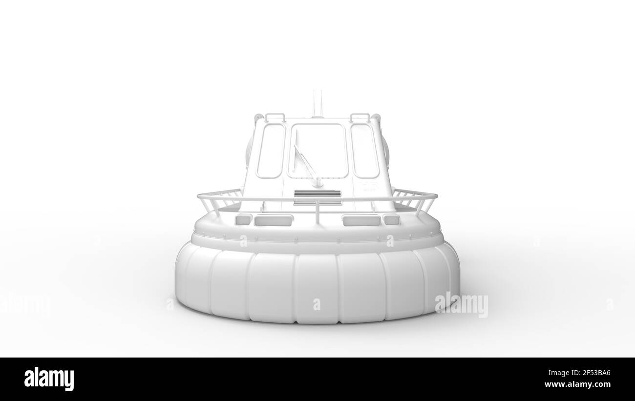 Rendu 3D d'un véhicule aéroglisseur isolé sur fond blanc Banque D'Images
