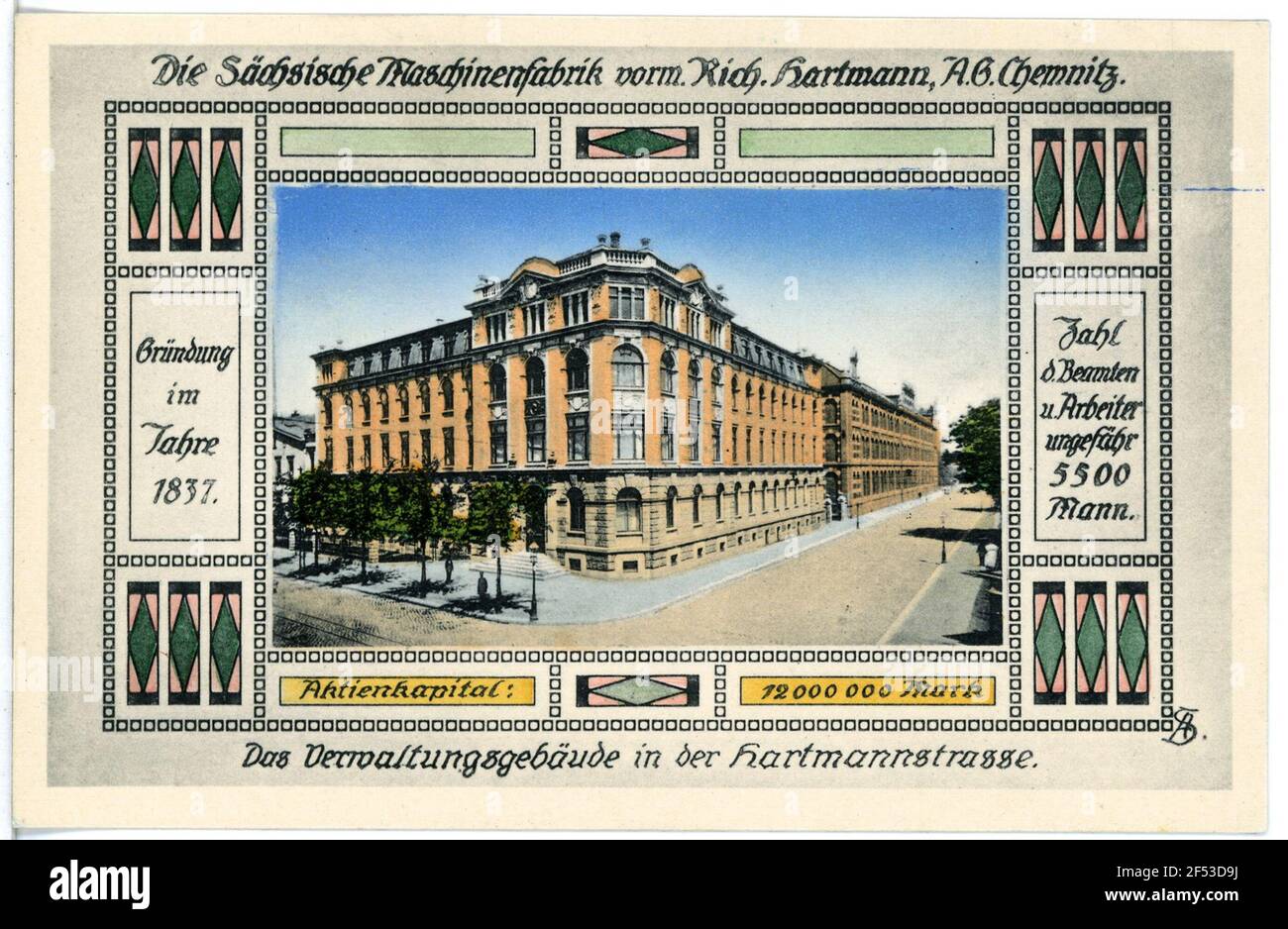 Maschinenfabrik ancien R. Hartmann Chemnitz. Maschinenfabrik avant. R. Hartmann Banque D'Images