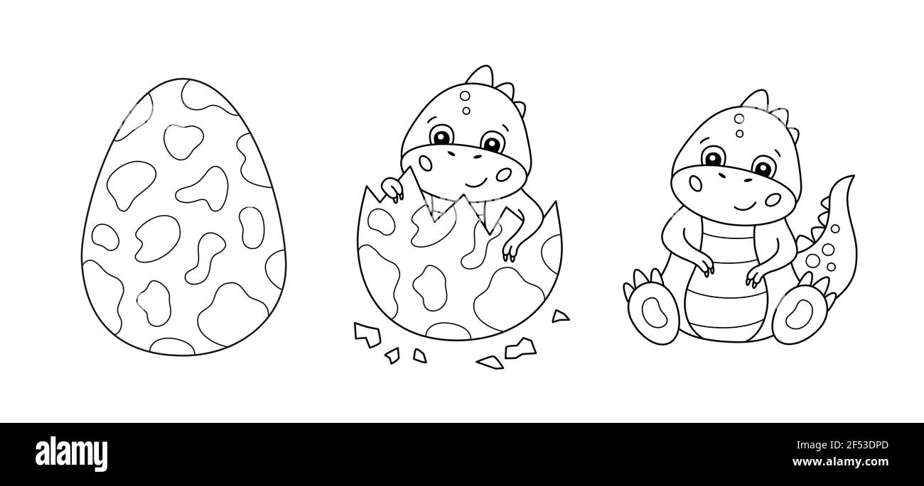 œuf De Dinosaure Et Petit Dinosaure Mignon Pour Le Livre De Coloriage D Enfant Bebe Tyrannosaurus Image Vectorielle Stock Alamy