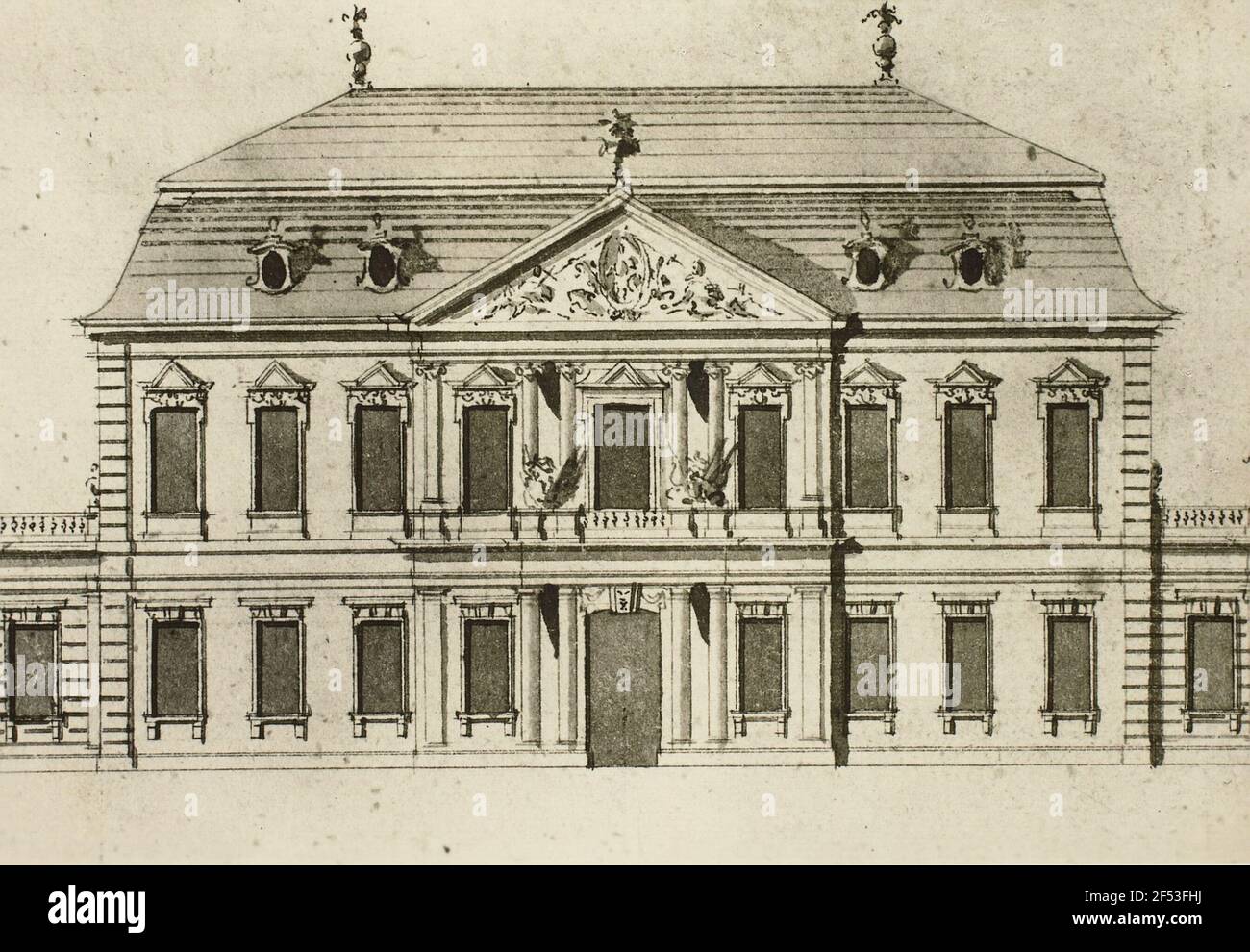 Conception de la nouvelle construction du château de Dresde, 1er avant-projet Banque D'Images