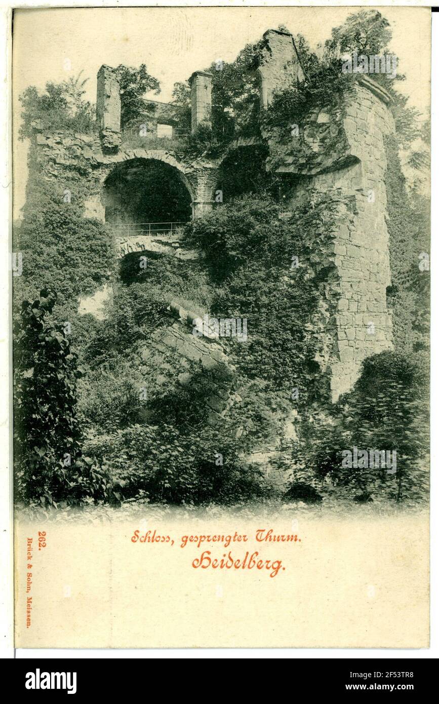 Château, Tour soufflée de Heidelberg. Château, tour soufflée Banque D'Images