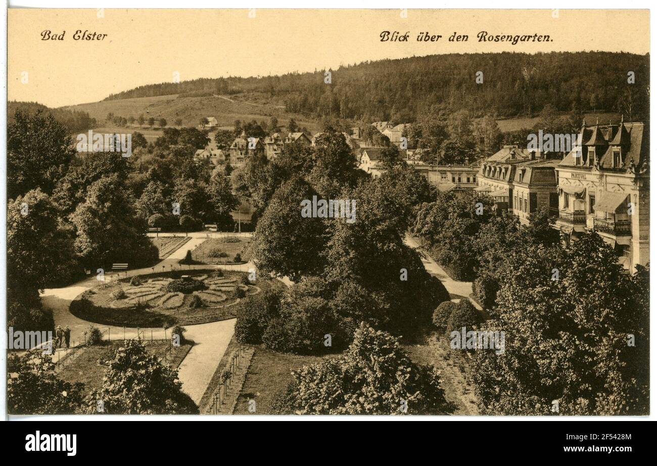 Vue sur la roseraie de Bad Elster. Vue sur la roseraie Banque D'Images