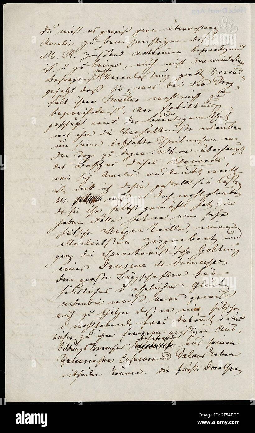 Dossier Autograph de Beno Kaufmann, lettre d'Alexander von Miltitz à Konstantin Karl Falkenstein, 1.2.1842 Banque D'Images