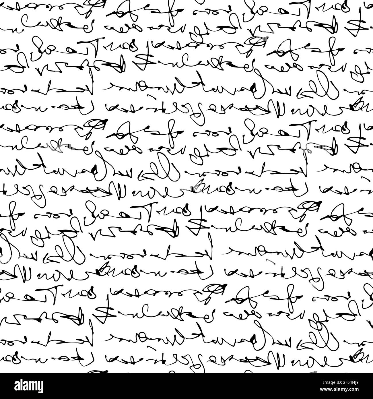 Texte abstrait manuscrit, scribbles vector sans couture, scénario vectoriel monochrome isolé sur fond blanc Illustration de Vecteur