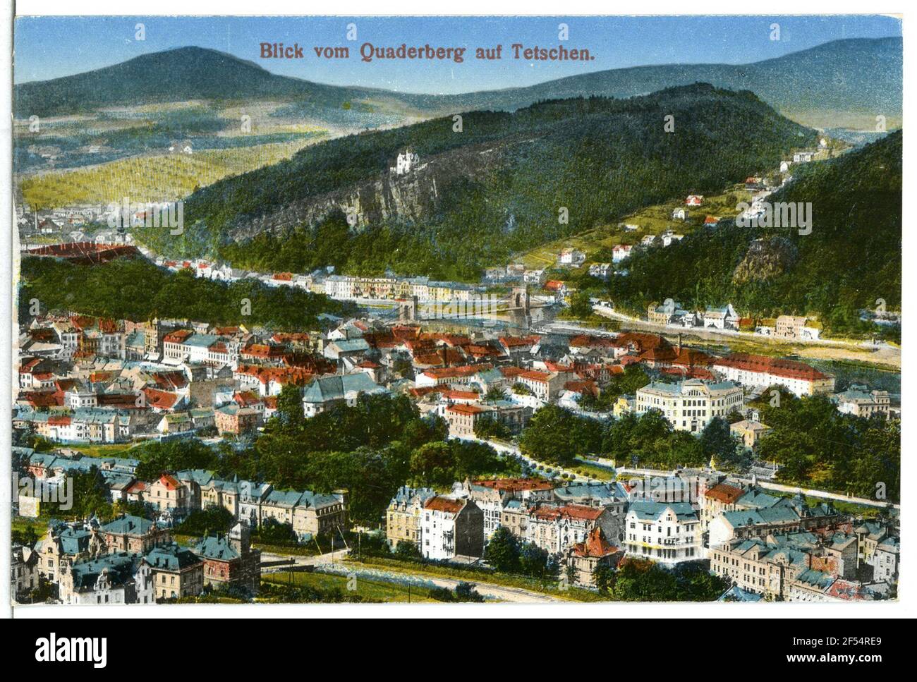 Vue sur Tetschen depuis le Quaderberg Titschen. Vue depuis Quaderberg jusqu'au mur du berger Banque D'Images