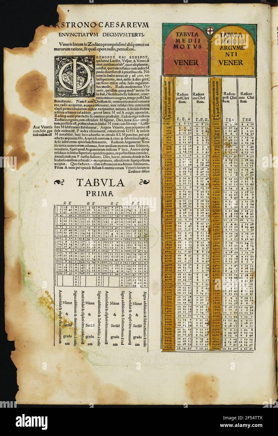 Apian, Peter Astronomicum Caesareum, Riickseite Whitehead E. Banque D'Images
