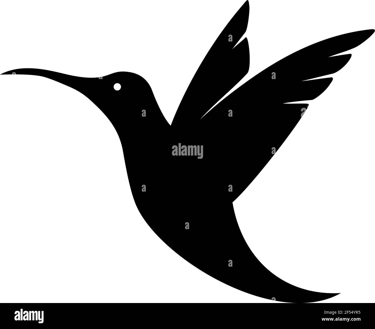Silhouette noire vectorielle d'un oiseau colibri tropical volant (colibri) isolé sur un fond blanc. Illustration de Vecteur