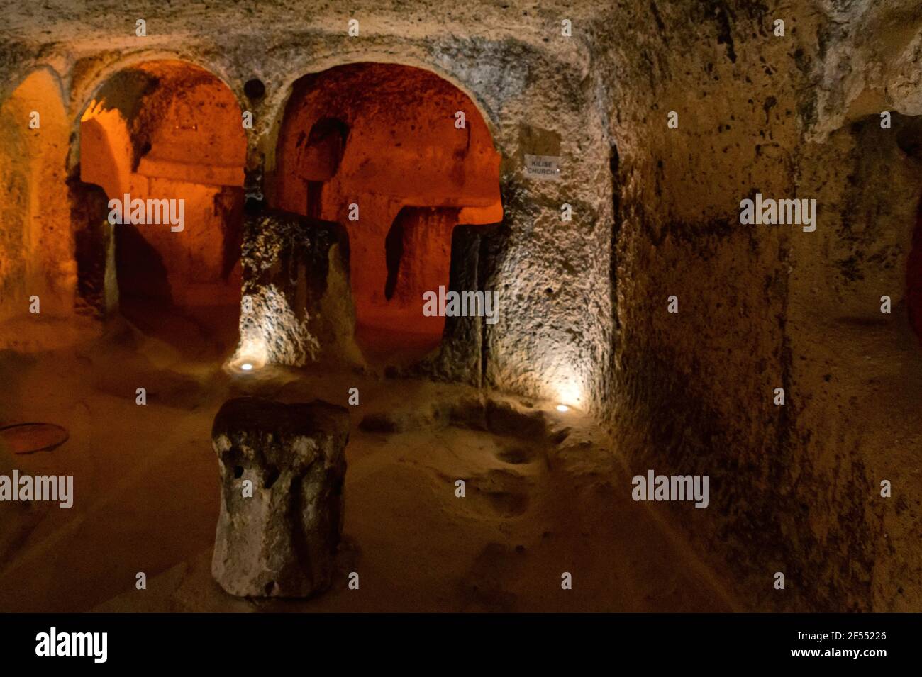 La ville souterraine de Kaymakli se trouve dans la citadelle de Kaymakli, dans la région centrale de l'Anatolie en Turquie. Ville souterraine de Kapadokia. Sélectif Banque D'Images