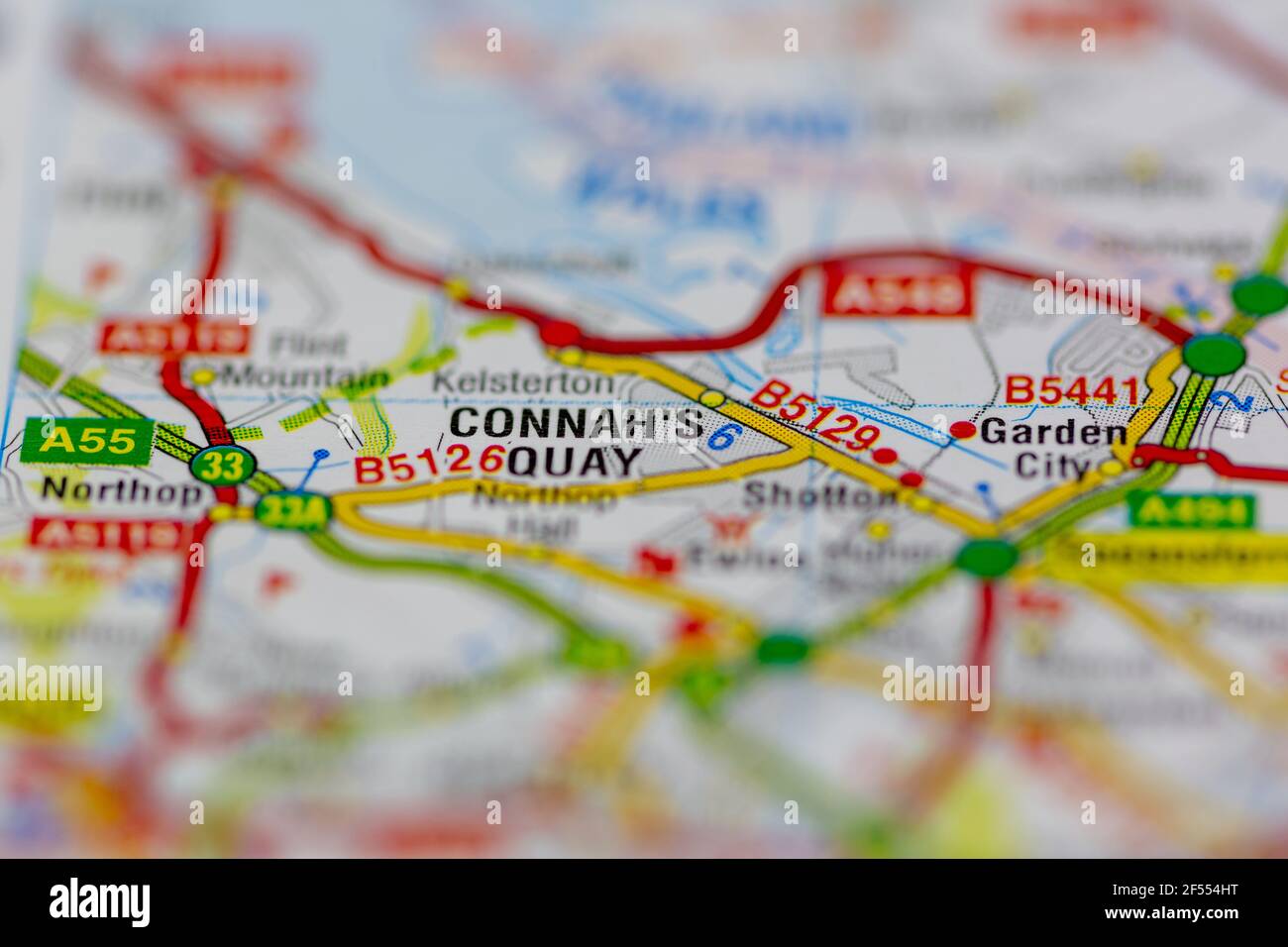 Connah's Quay sur une carte de géographie ou une carte routière Banque D'Images
