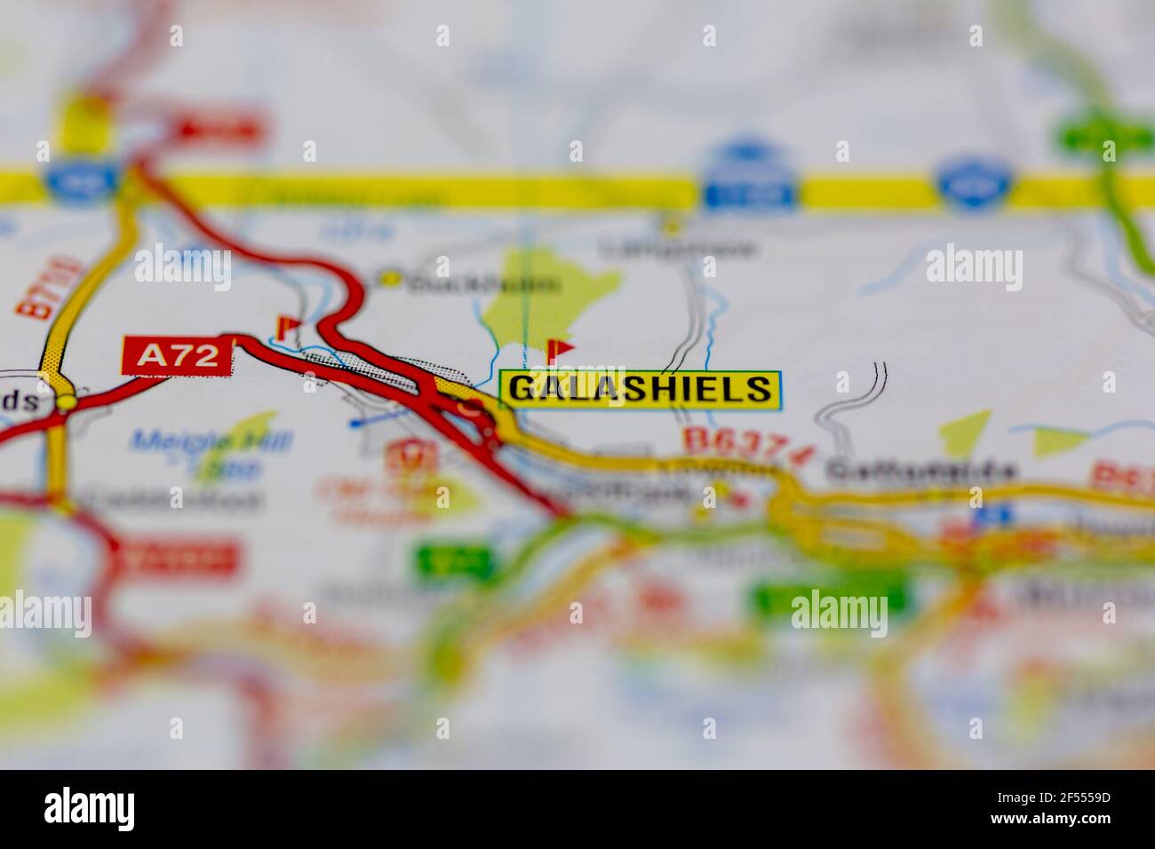 Galashiels affichés sur une carte de la géographie ou sur une carte routière Banque D'Images