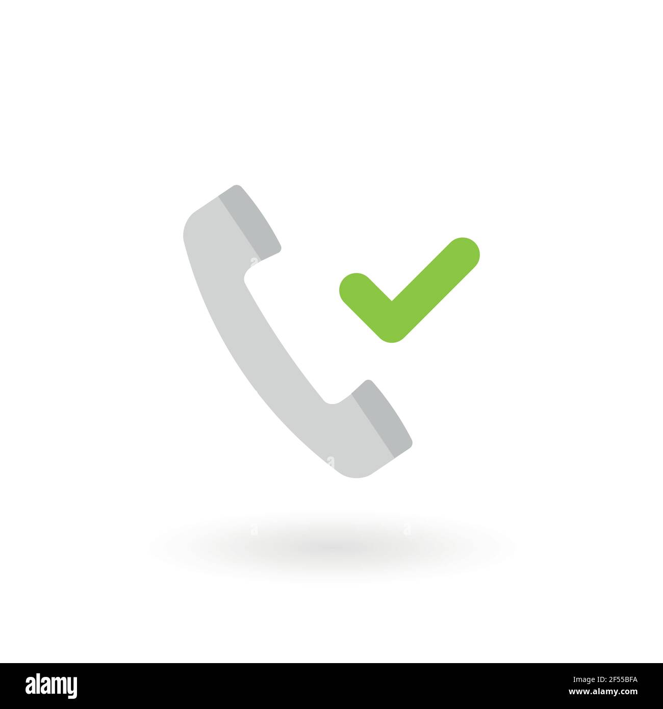 Icône de récepteur de téléphone rétro isolée. Symbole du combiné. Coche, coche verte. Illustration vectorielle, conception plate Illustration de Vecteur