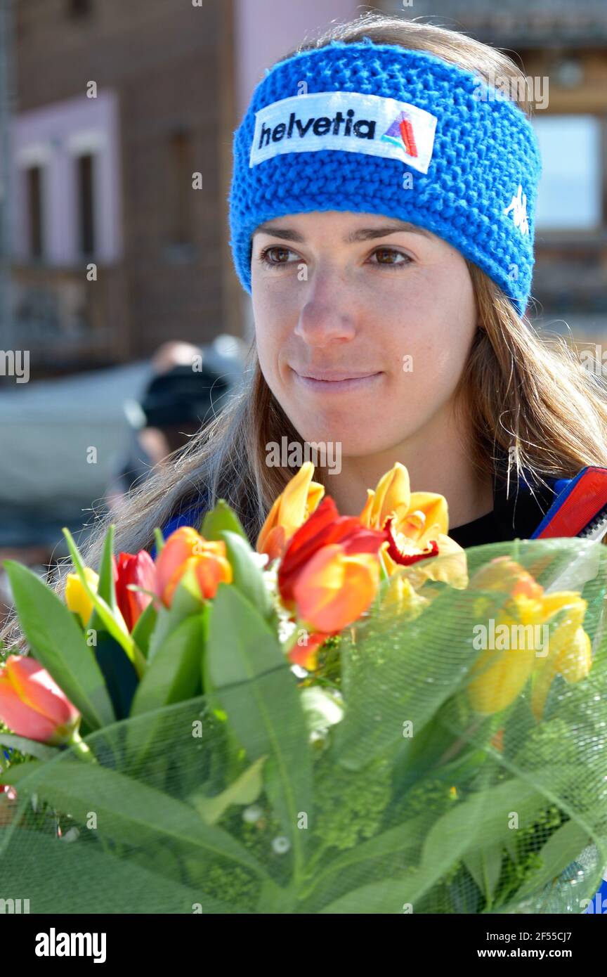 Livigno, Livigno, Italie, 24 mars 2021, bonheur de Marta Bassino le gagnant du slalom géant lors de la cérémonie de remise des prix lors des championnats italiens absolus de ski alpin 2021, course de ski alpin - photo Giorgio Panacci / LM Banque D'Images