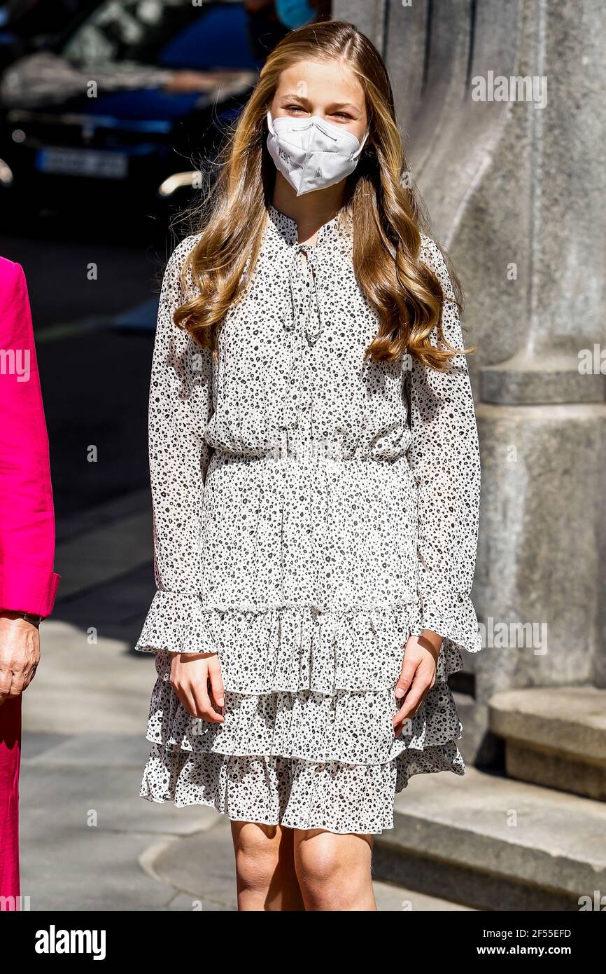 La princesse Leonor participe au 30e anniversaire de l'institut Cervantes au bureau de l'institut Cervantes à Madrid, Espagne, le 24 mars 2021. Photo par Archie Andrews/ABACAPRESS.COM Banque D'Images