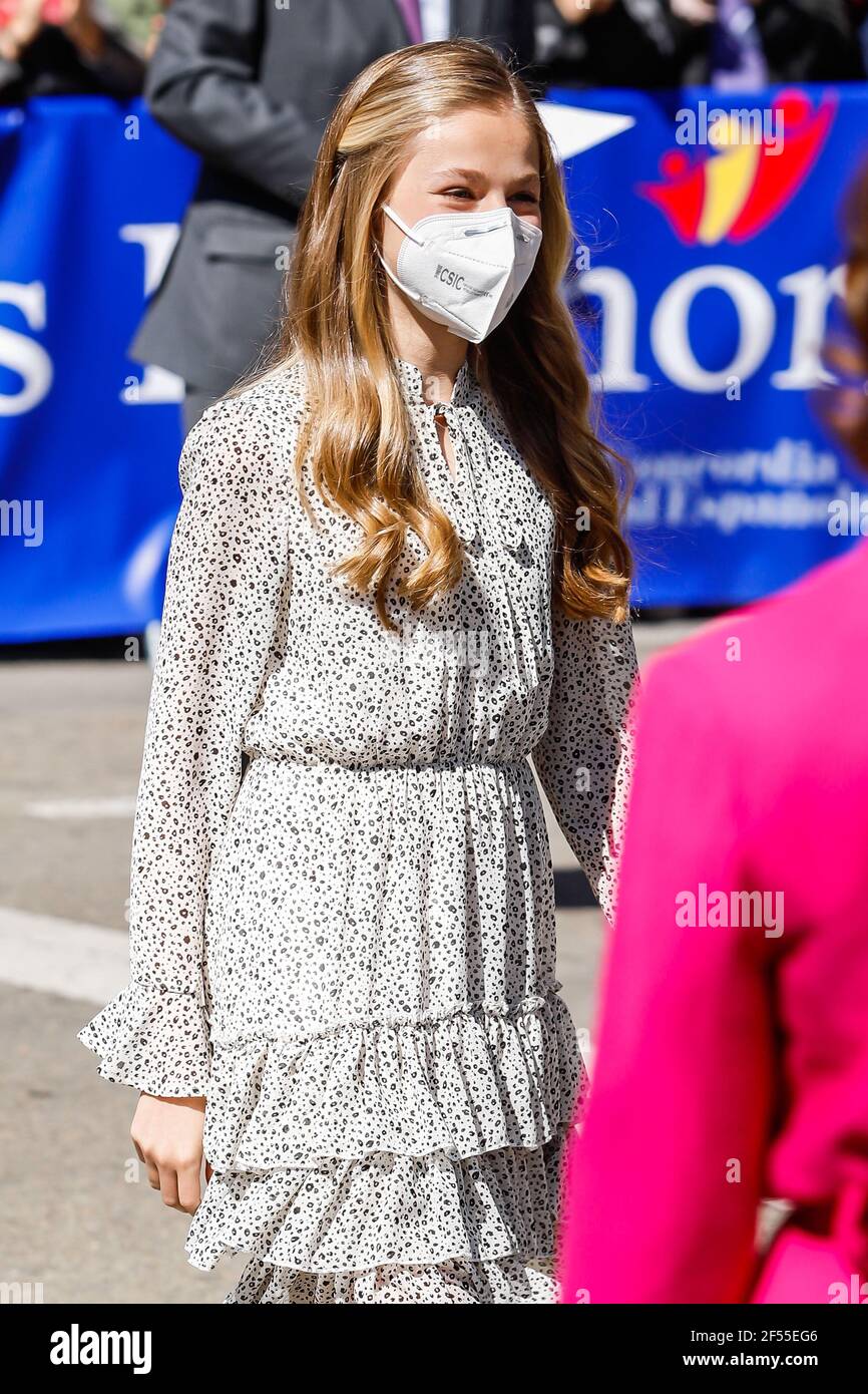 La princesse Leonor participe au 30e anniversaire de l'institut Cervantes au bureau de l'institut Cervantes à Madrid, Espagne, le 24 mars 2021. Photo par Archie Andrews/ABACAPRESS.COM Banque D'Images