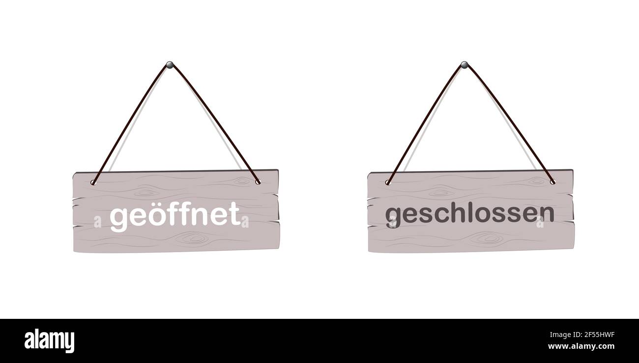 panneau en bois avec texte ouvert et fermé Illustration de Vecteur